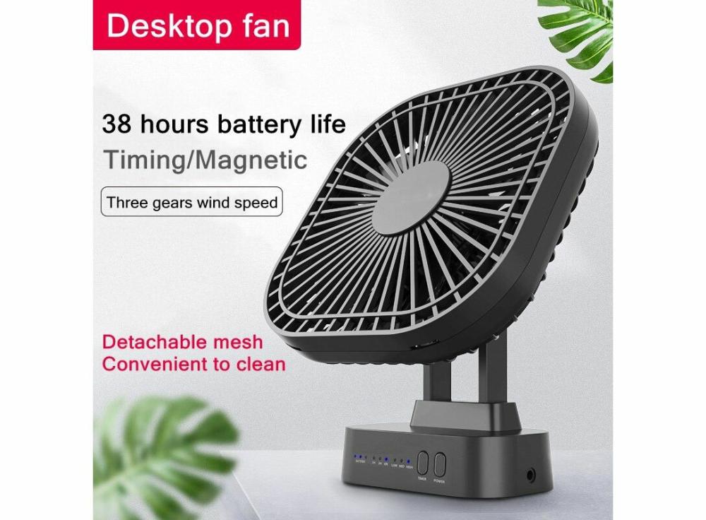 Household Batteries, Chargers & Accessories |   90Â° Folding Fan ,5000Mah Battery, Usb Timing Desktop ,Cooling Fan Air Circulators Electronics Black