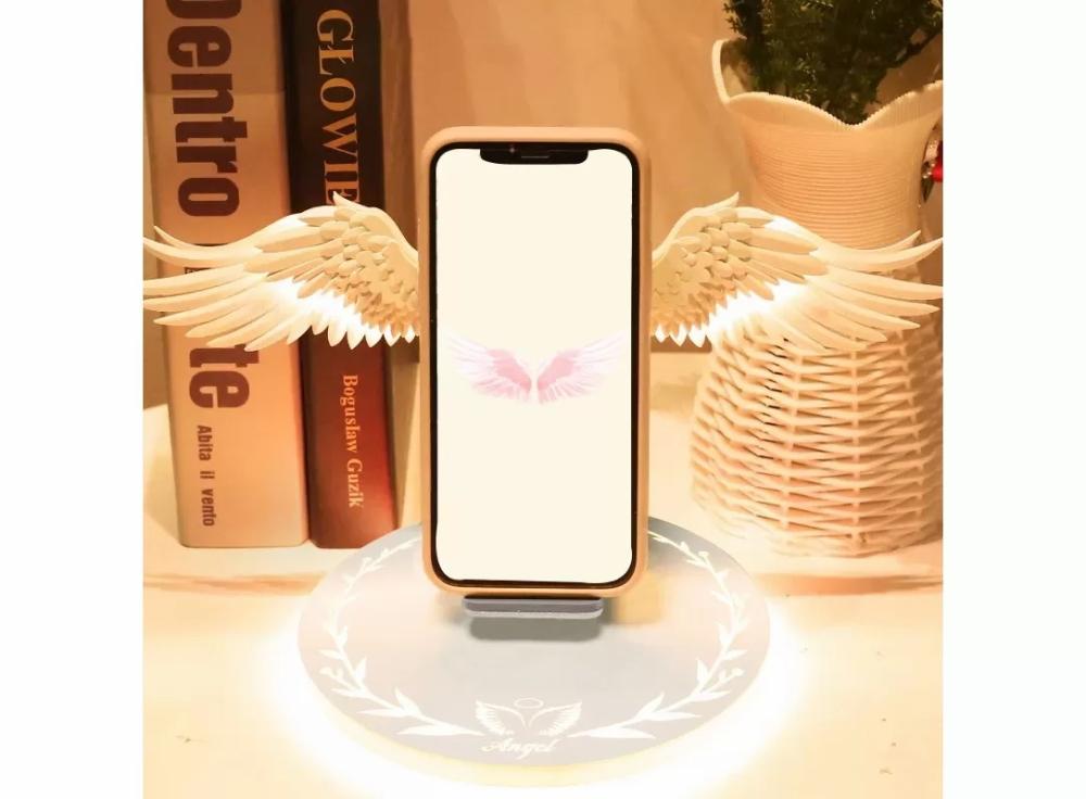 Household Batteries, Chargers & Accessories |   Angel Wings Wireless Charger Qi Automatically Open And Close Mobile Phone Holder Universal Compatibility Fast Charging Electronics Household Batteries, Chargers & Accessories