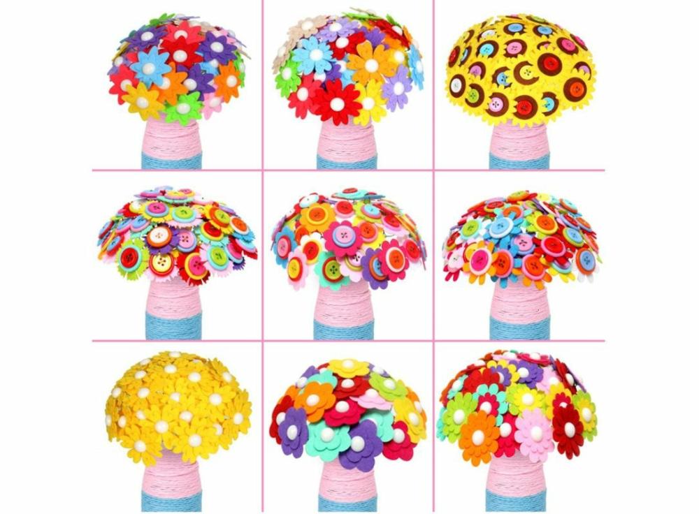 Arts & Crafts |   40Pcs Creative Button-Made Flower For Children Kids Diy Handcraft Flower Bouquet Development Button Flower Arts & Crafts Arts & Crafts