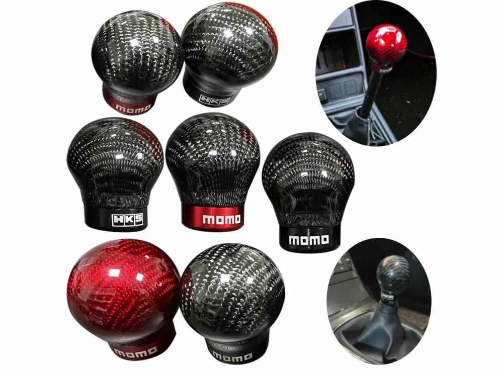 Car Accessories |   Carbon Fiber Shift Knob Real Carbon Fiber Gear Shifter Spherical Type Unique Designed For Most Manual Car Universal Gear Shift Knob  With 3 Adapters Car Accessories Black