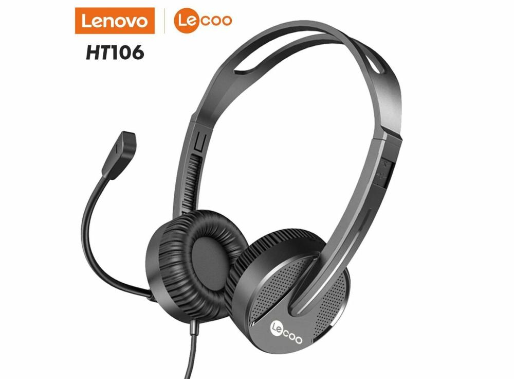 Computers |   Lecoo Ht106 3.5Mm Wired Head-Mounted Headset With Adjustable Microphone Computers Black