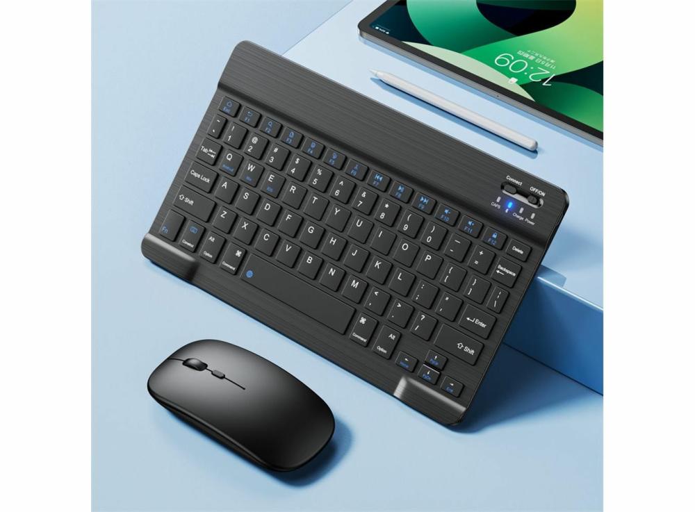 Computers |   Wireless Keyboard Mouse Mini Rechargeable Bluetooth-Compatible Keyboard Set Computers Black