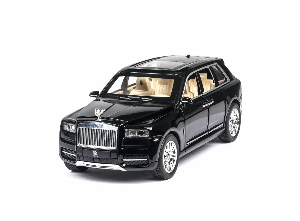 Electric Cars |   Car Model Toy Vehicle Rolls Royces Cullinan Suv Metal Wheels Sound Light Pull Back Car Electric Cars Black