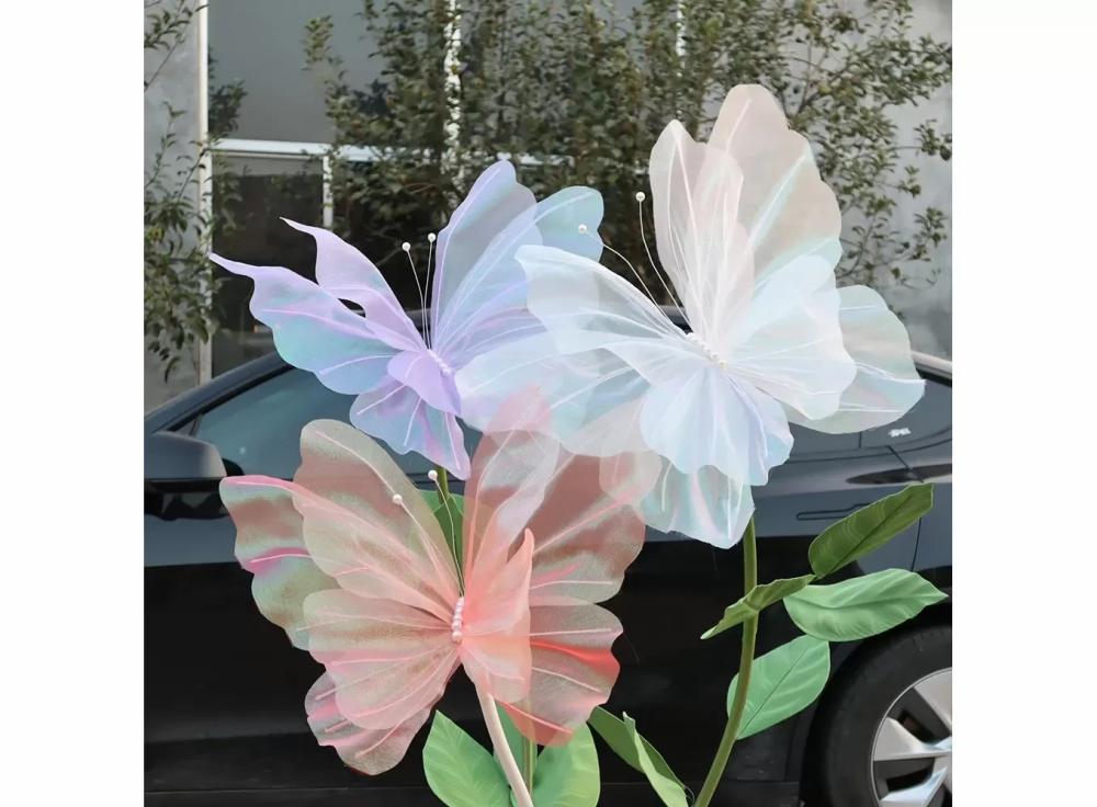 Home Accessories |   Silk Yarn Artificial Butterfly Mariage Decor Wedding Party Outdoor Holiday Decoration Display Giant Gauze Fake Butterfly Home & Kitchen Home & Kitchen