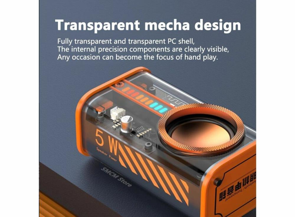 Home Audio |   K07 Transparent Mecha Wireless Bluetooth Speaker Sound Light Rhythm Subwoofer Tws Stereo Electronics Home Audio