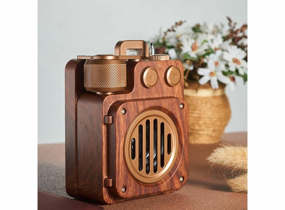 Home Audio |   Retro Speaker Bluetooths Wireless Subwoofer Outdoor Portable Strong Bass Radio Sound Box Electronics Brown