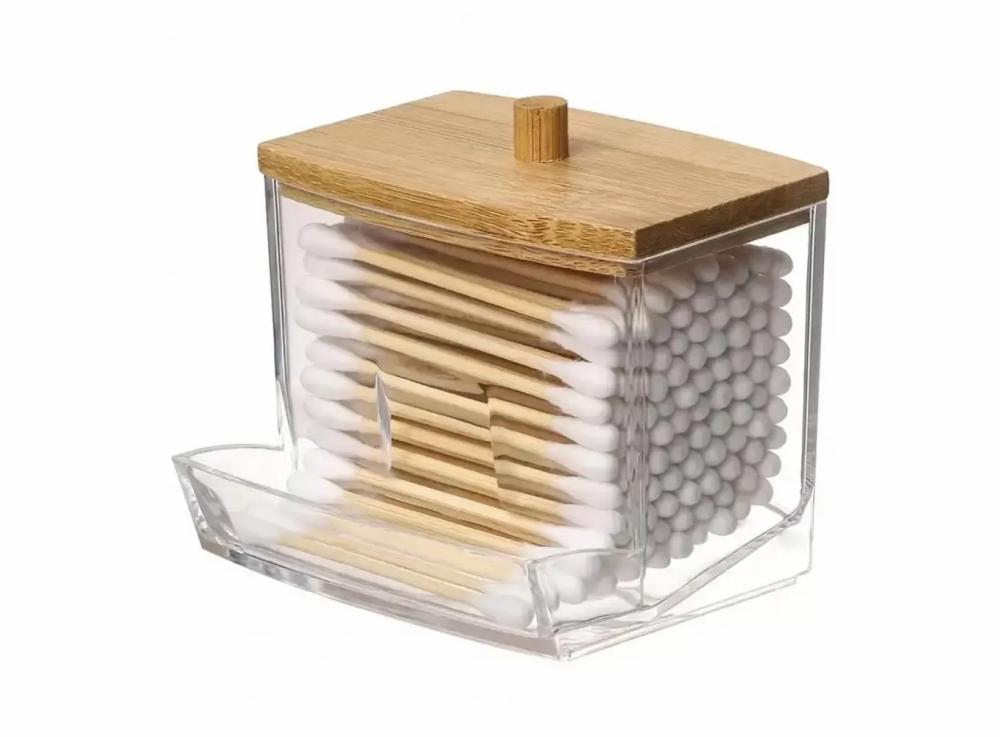 Home & Kitchen |   Cotton Swab Box With Lid Dustproof Transparent Visible Design Toothpicks Cotton Swab Dispenser Storage Case Home & Kitchen Home & Kitchen