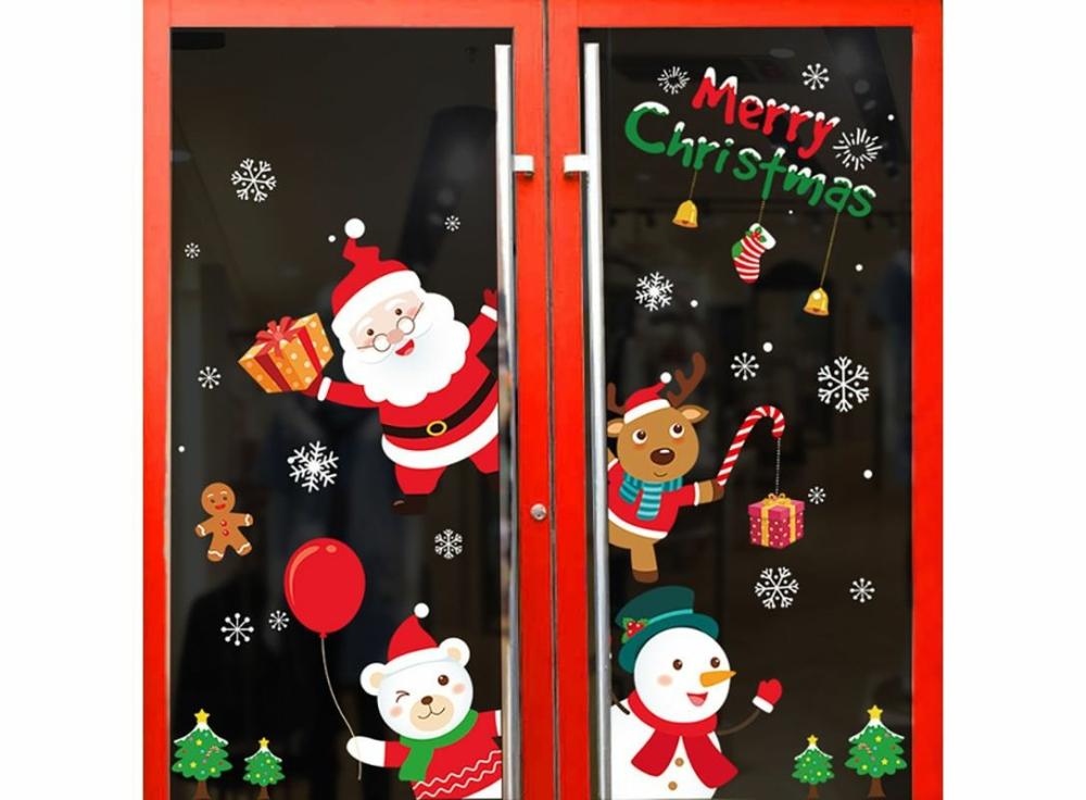 Home Slippers |   Christmas Window Stickers Christmas Decorations For Home Wall Glass Stickers New Year Home Decals Decor Home & Office Home Slippers