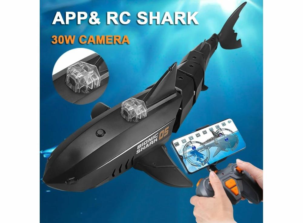 Kids’ Electronics |   Rc Submarine With 480P Camera Underwater Boat Toy Remote Control Shark Animal Robots Kids' Electronics Black