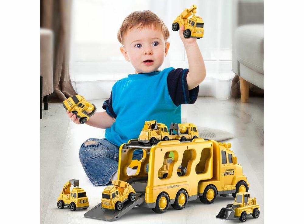 Learning & Education |   Diecast Carrier Truck Toys Cars Engineering  Vehicles  Excavator Bulldozer Truck Model Sets Building Toys Building Toys