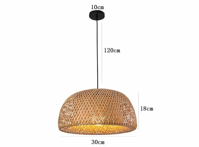 Lighting |   Bamboo Lantern Pendant Lamp Natural Rattan Wicker E27 Chandeliers Hand-Woven Bamboo Lampshades Home & Office Lighting