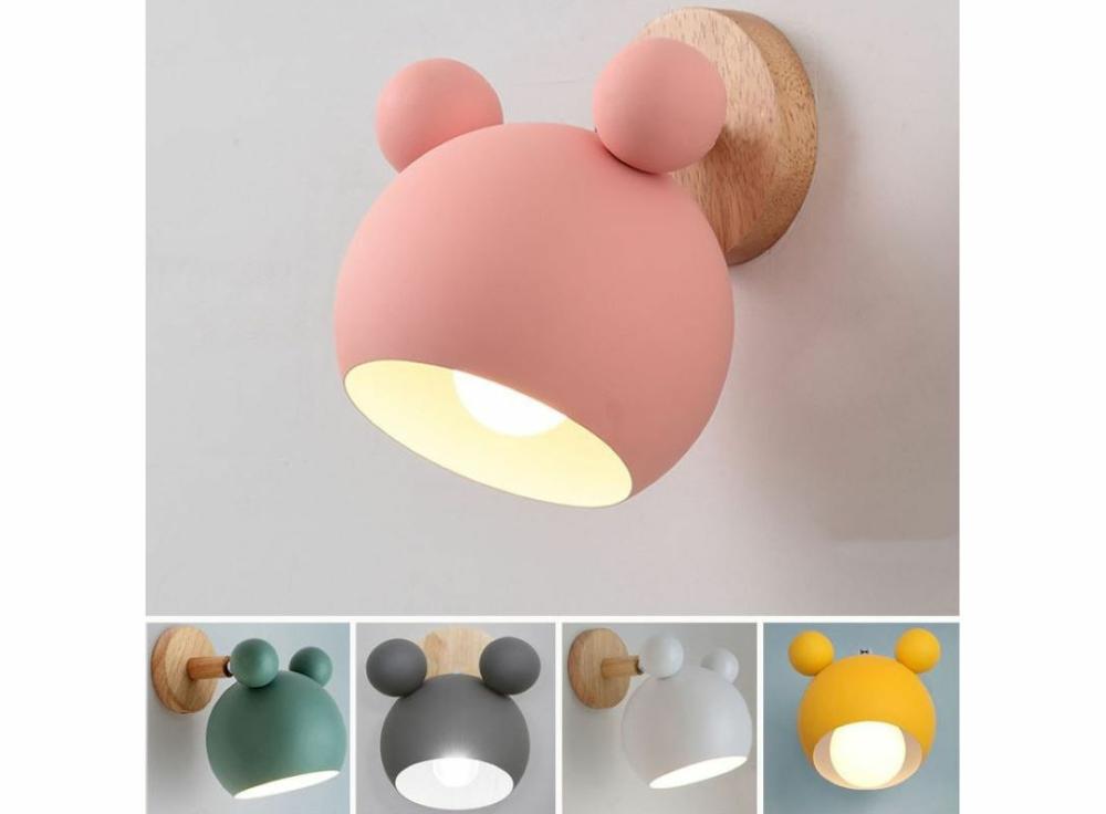 Lighting |   European Style Wooden Wall Lamp, Color Cartoon Design, Restaurant Kitchen Macarone E27 Bedside Lamp Home & Office A-white