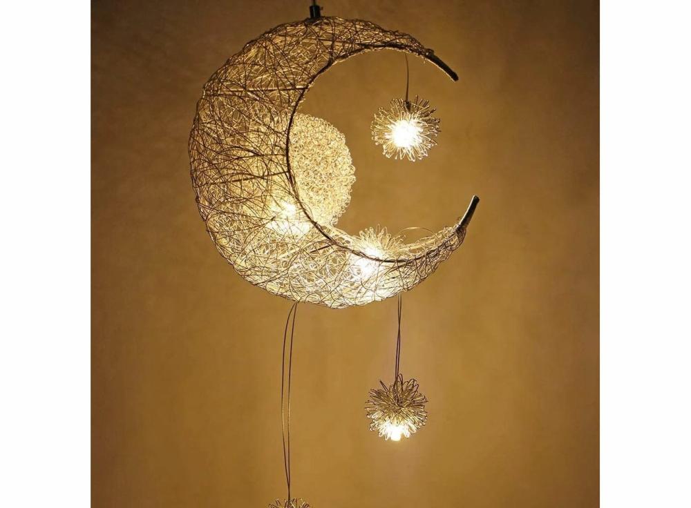 Lighting |   Modern Creative Pendant Light Moon Star Suspension Kids Bedroom Hanging Lamp Christmas Decorations Home & Office Cold white