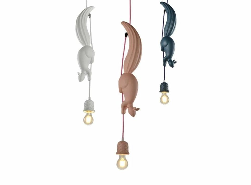 Lighting |   Nordic Resin Squirrel Led Pendant Lights Modern Industrial Hanging Animal Lamp For Children’s Room Home & Office color 1