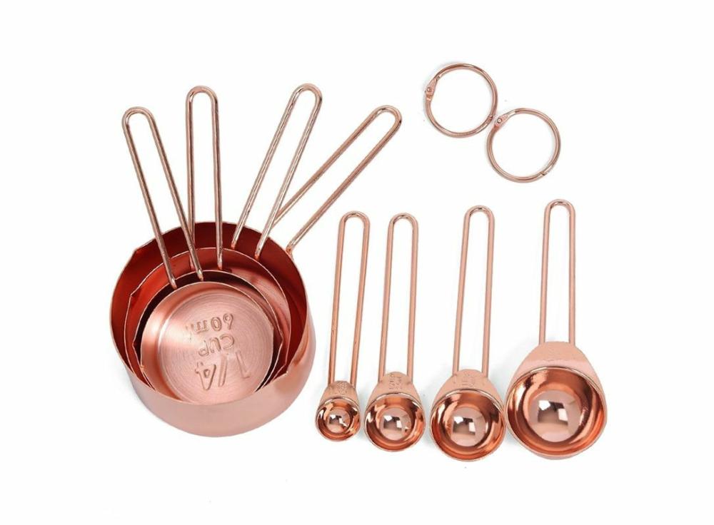 Measurement & Analysis Instruments |   Rose Gold Measuring Cups And Spoons Set Of 8 Engraved Measurements, Pouring Spouts & Mirror Home & Office Measurement & Analysis Instruments