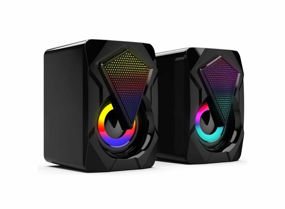 Mp3 Players |   1Set 2Pcs  Colorful  Portable Extra Bass Mode Speaker 3.5Mm Audio Jack Electronics Black