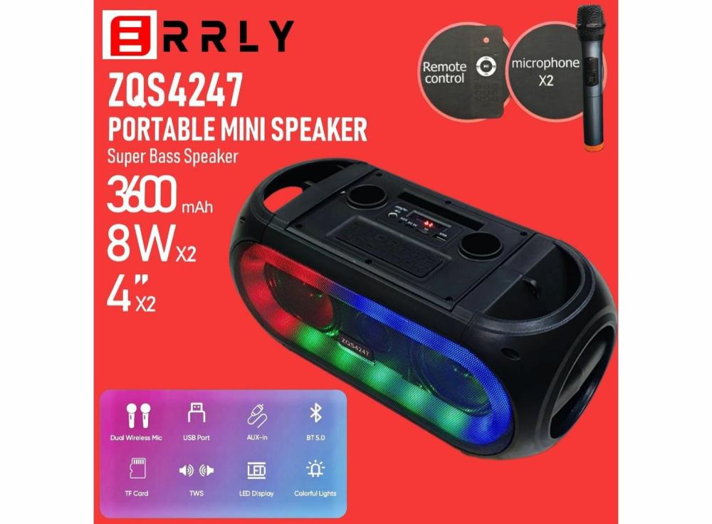 Mp3 Players |   Speaker Bluetooth Karaoke Dual Microphone Sing-E Zqs4247 8Inch Lampu Led Rgb + Remeto Control Zqs 4247 Electronics Mp3 Players