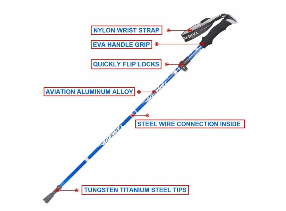 Sports & Outdoor Play |   Folding Walking Sticks Canes Hiking Stick Crutches Trekking Poles Alpenstock Hiking Accessories Sports & Outdoor Play Black 110-130CM