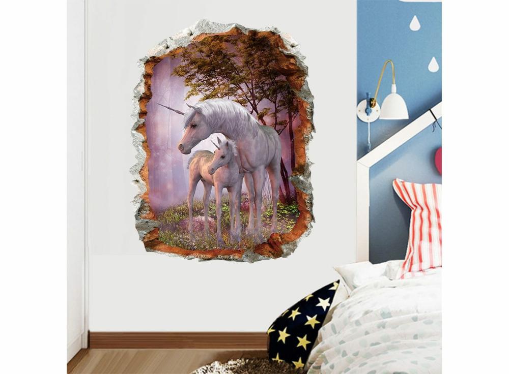 Stickers |   3D Unicorn Wall Stickers Living Room Bedroom Children’s Room Wallpaper Decorative Home & Office Stickers