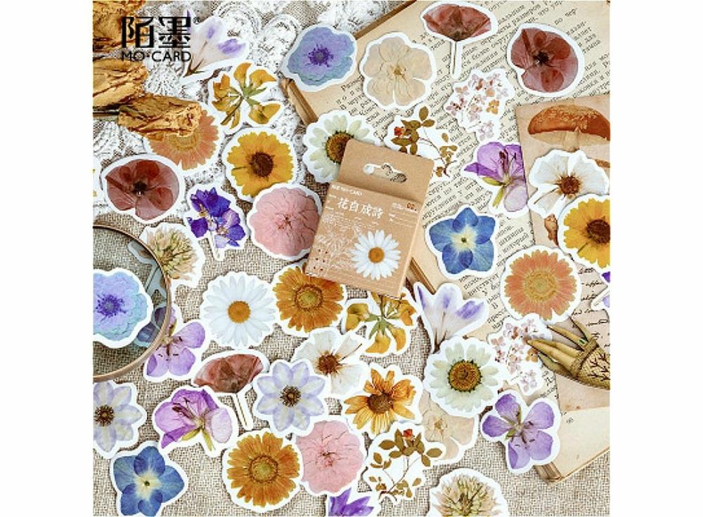 Stickers |   45Pcs Shine Flowers Become Poems Memo Pad Bookmark Sticky Note Kawaii Posted Planner Stationery Home & Office Stickers