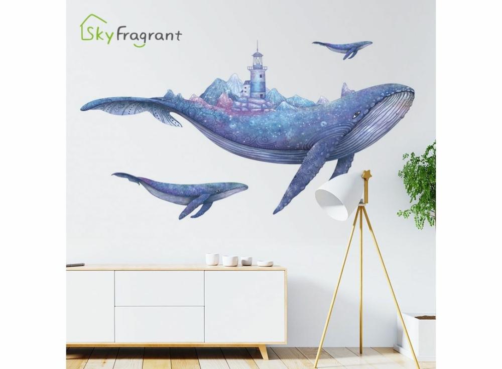 Stickers |   Creative Wall Sticker Fantasy Whale Home Stikers Kids Room Decoration Home Decor Home & Office Stickers