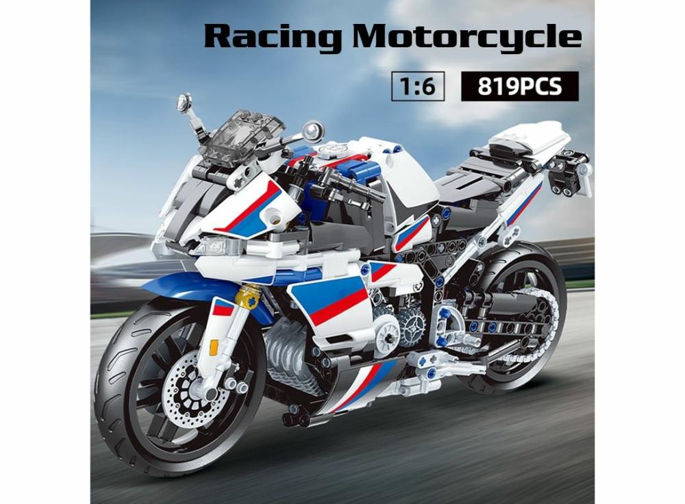 Toys For Boys |   Racing Motorcycle Building Blocks White Motorcycle Static Model Bricks Diy Set Toys Games Games