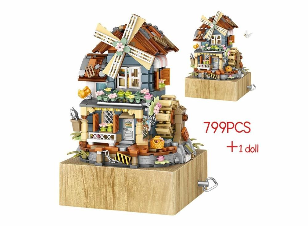 Toys For Girls |   Loz Mini Windmill Castle Music Box Model Building Block City Creative Girls Dream Toys Toys For Girls