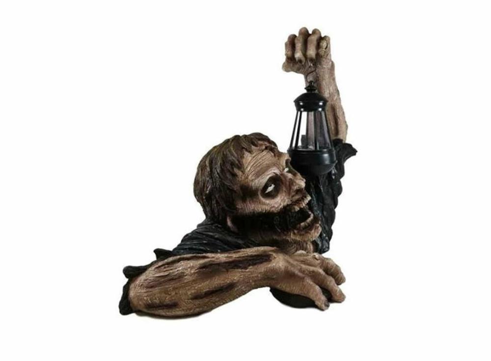 Garden |   Garden Decor Zombie Statue With Solar Led Lantern Resin Zombie Sculpture Statue Crafts Halloween Decor Garden Garden