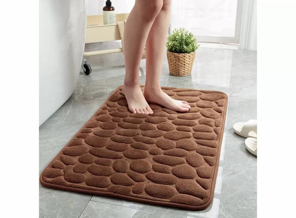 Bath&Washroom |   Memory Foam Bath Mat Comfortable Cobblestone Bathroom Rug Super Water Absorbent Bath Rug Machine Washable Bathroom Mat Non Slip Rug Soft Stone Embossed Carpet Bath&Washroom Bath&Washroom