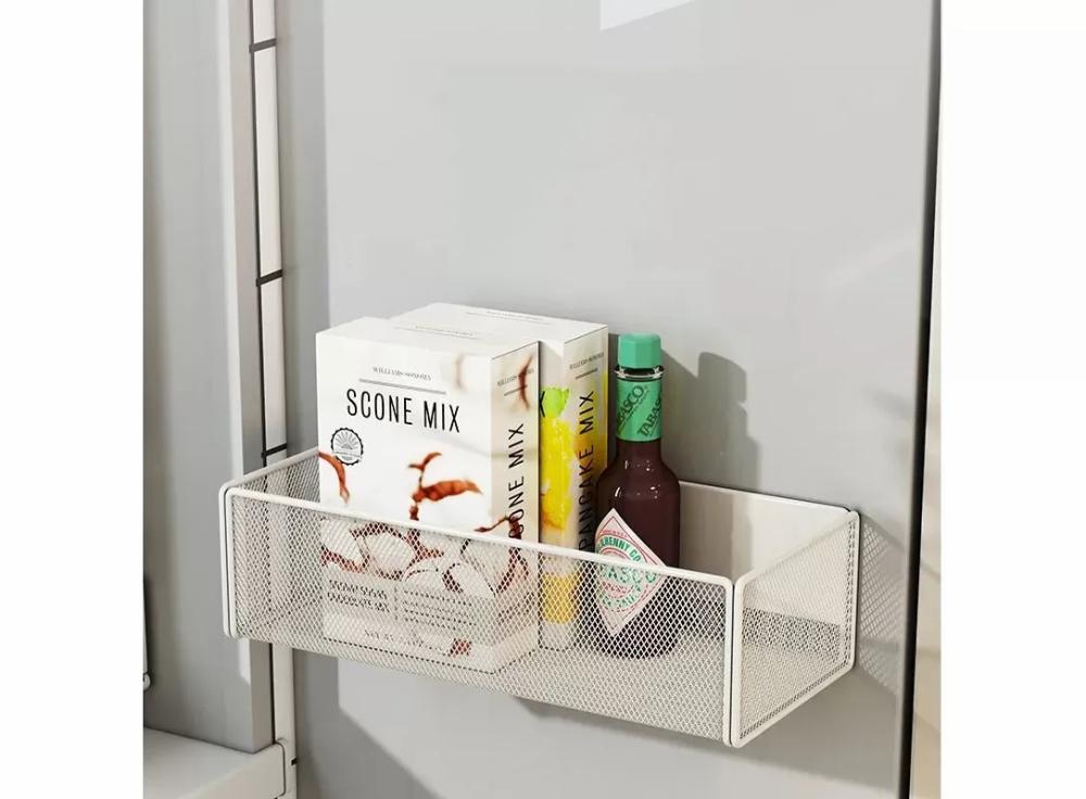 Home Accessories |   Refrigerator Shelf Magnetic Storage Holder Metal Storage Rack With Hook Refrigerator Storage Rack Shelf Organizer Rack Shelf Storage Rack Magnetic Shelf Spices Iron Wall-Mounted Home & Kitchen Home & Kitchen