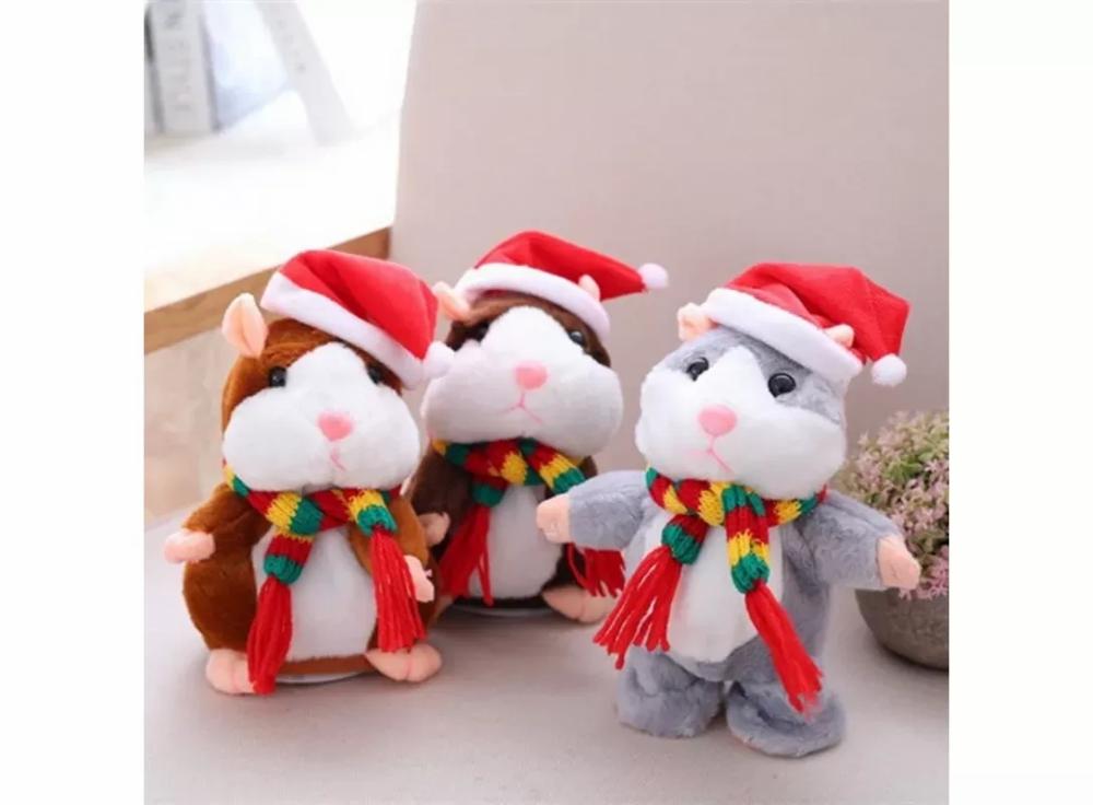 Home & Kitchen |   Christmas Edition Cute Talking Hamster With Random Style Scarf Electric Plush Toys Children’s Best Friend Home & Kitchen Brown