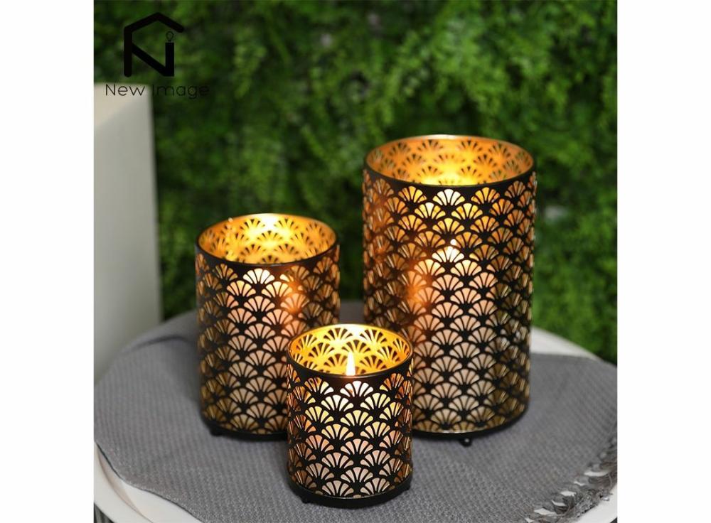 Lighting |   3Pcs Fan Pattern Metal Candle, Holder Vintage Table ,Candleholder Candlestick Holders Home & Office Lighting